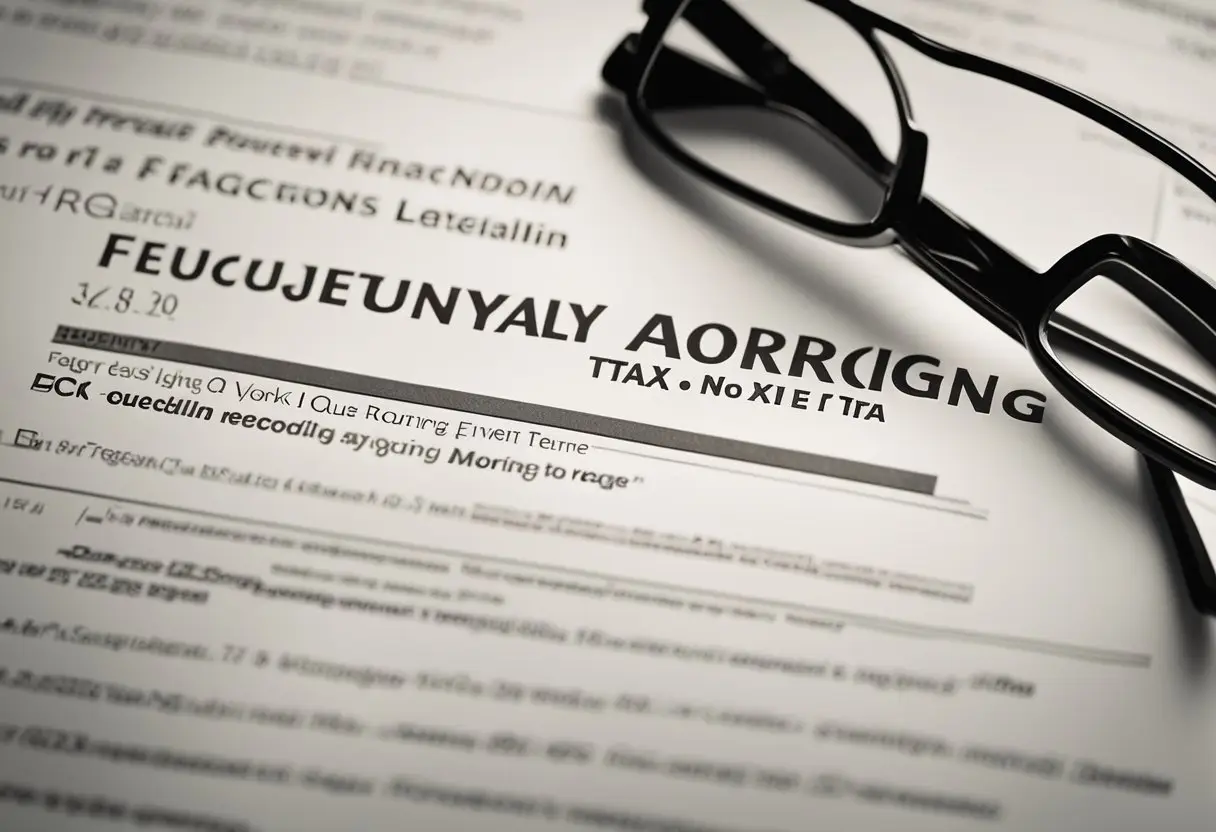 A stack of legal documents with "Frequently Asked Questions New York Mortgage Recording Tax" printed on top
